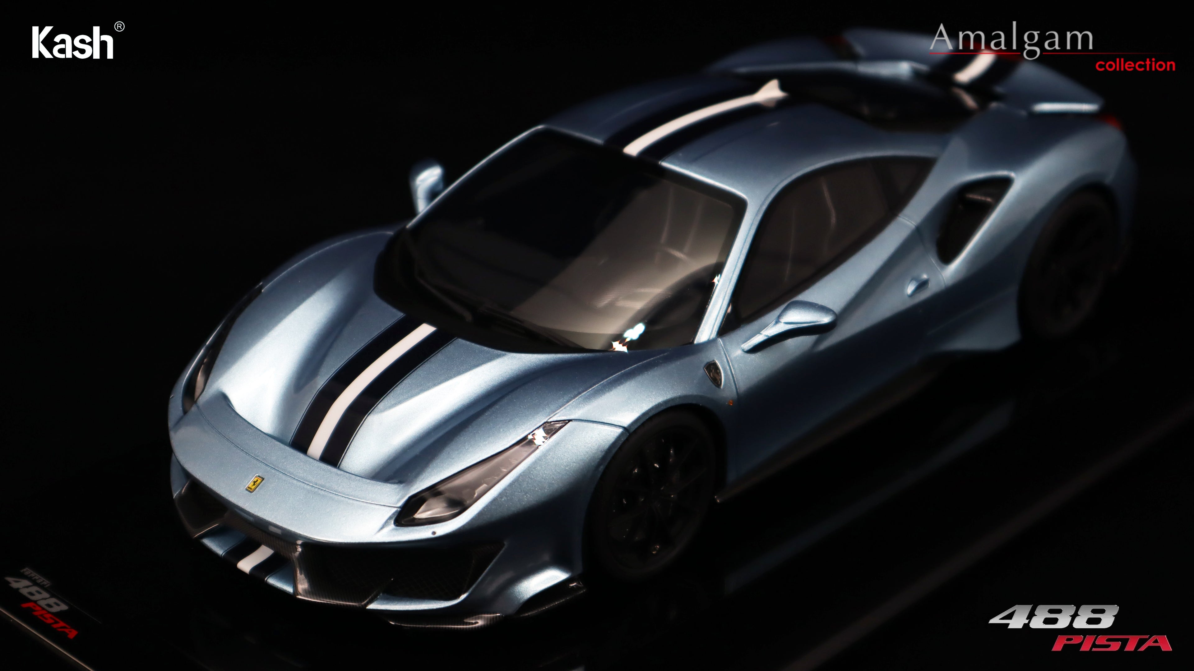 Kash Customized x Amalgam Collection 1/18 Ferrari 488 Pista Blu Avio Limited 50pcs M6283-SC6