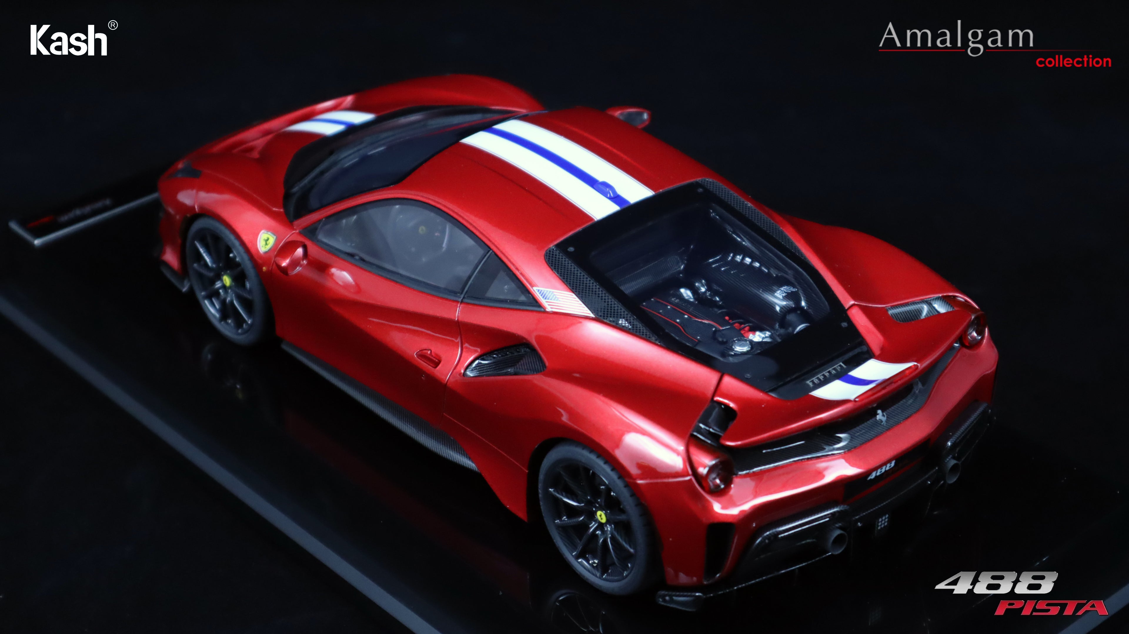 Kash Customized x Amalgam Collection 1/18 Ferrari 488 Pista Rosso Magma Limited 50pcs M6283-SC2