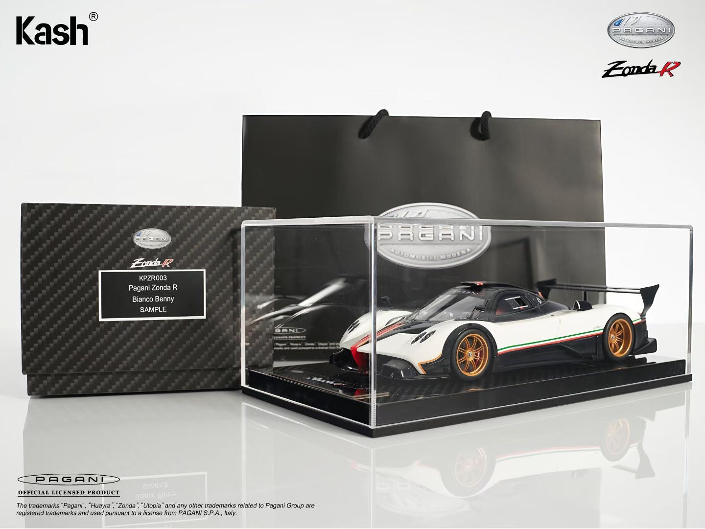 Kash Model 1/18 Pagani Zonda R — Warm Pearlescent White — Die-cast Model KPZR003