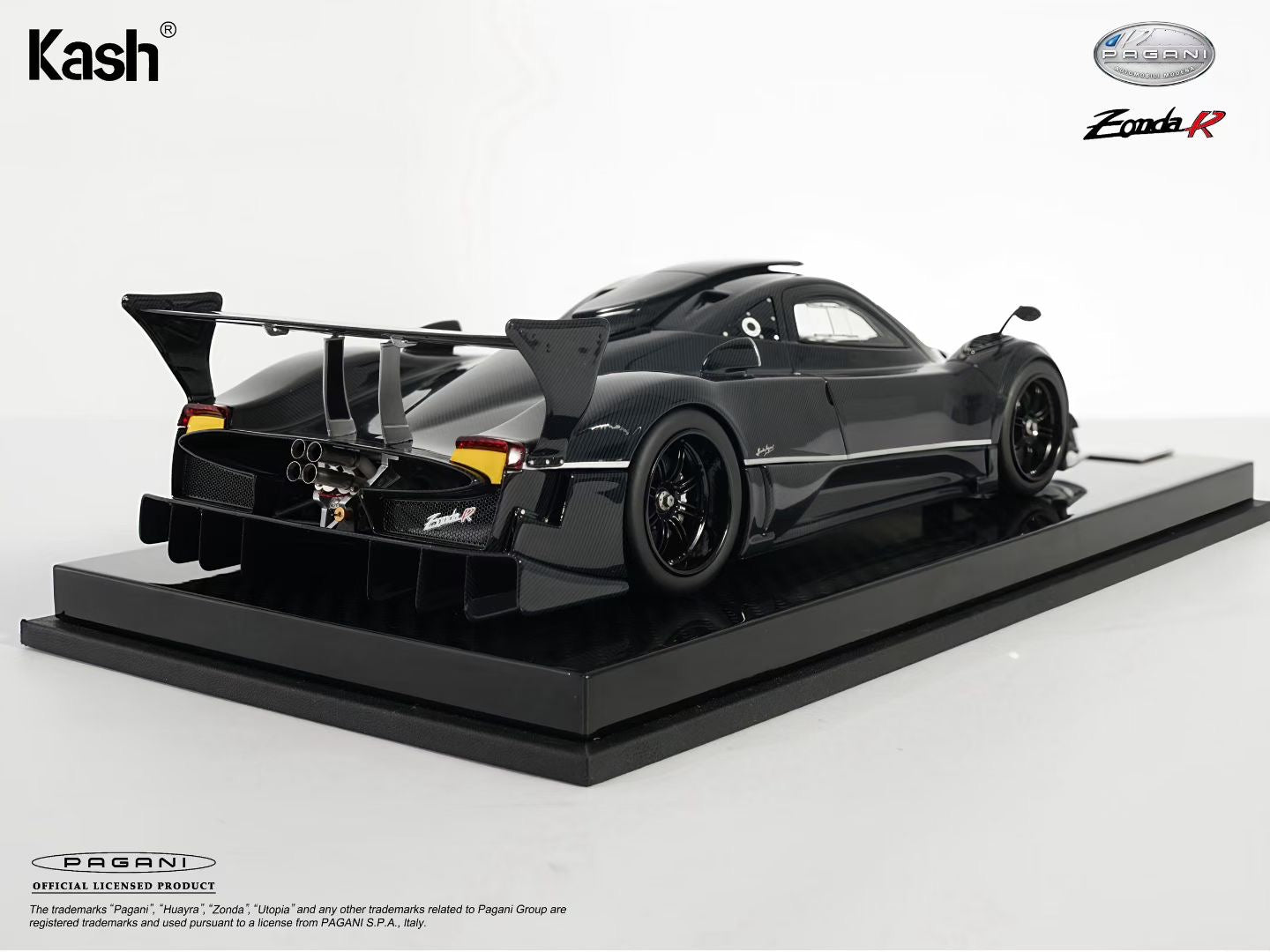 Kash Model 1/18 Pagani Zonda R Gloss Carbon Black Diecast Model KPZR002