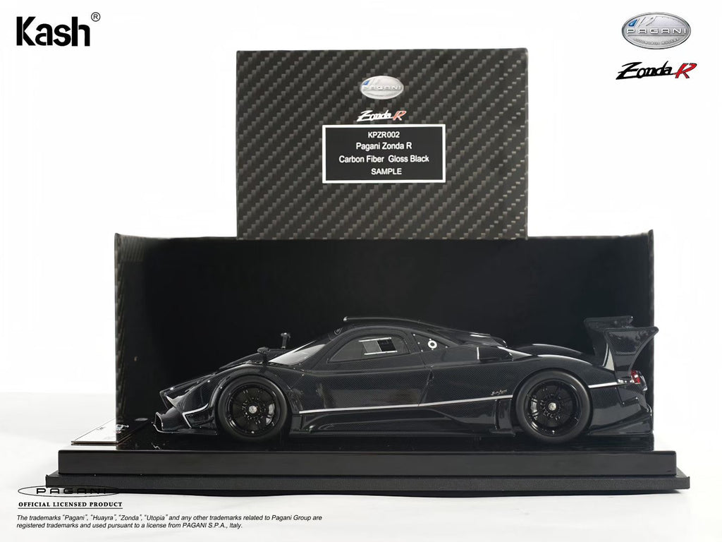 Kash Model 1/18 Pagani Zonda R Gloss Carbon Black Diecast Model KPZR002