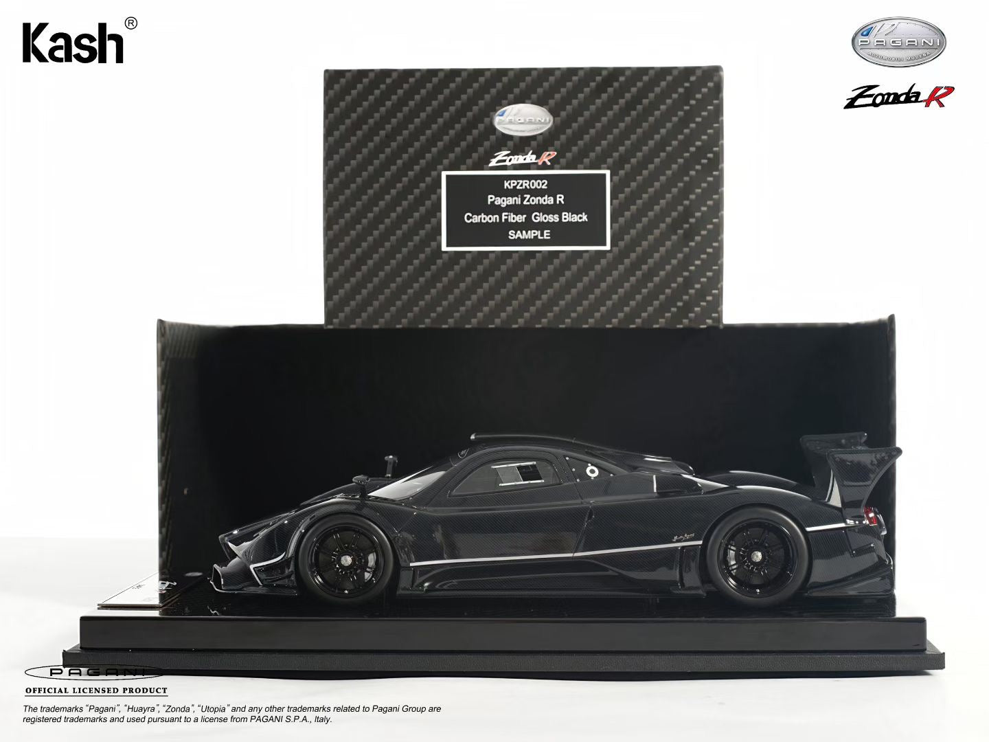 Kash Model 1/18 Pagani Zonda R Gloss Carbon Black Diecast Model KPZR002