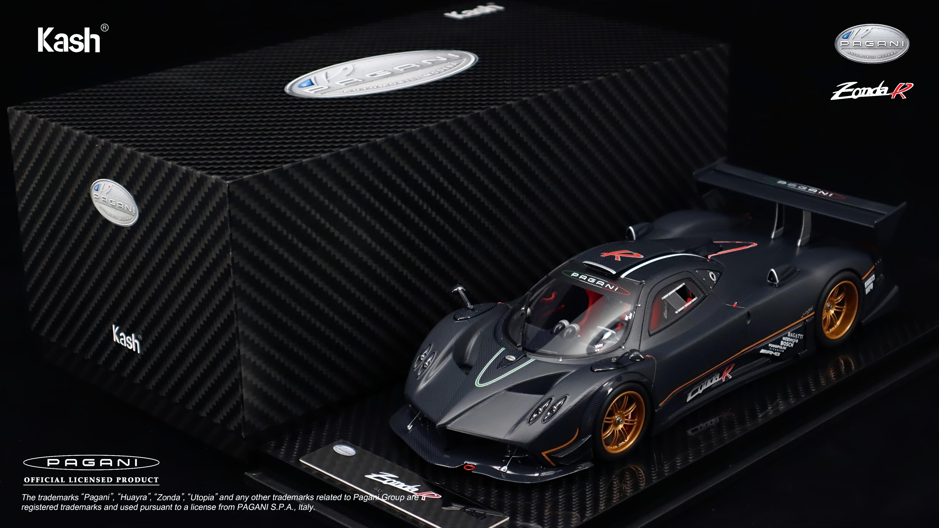 Kash Model 1/18 Pagani Zonda R Carbon Fiber Matt Black Limited 599pcs KPZR001