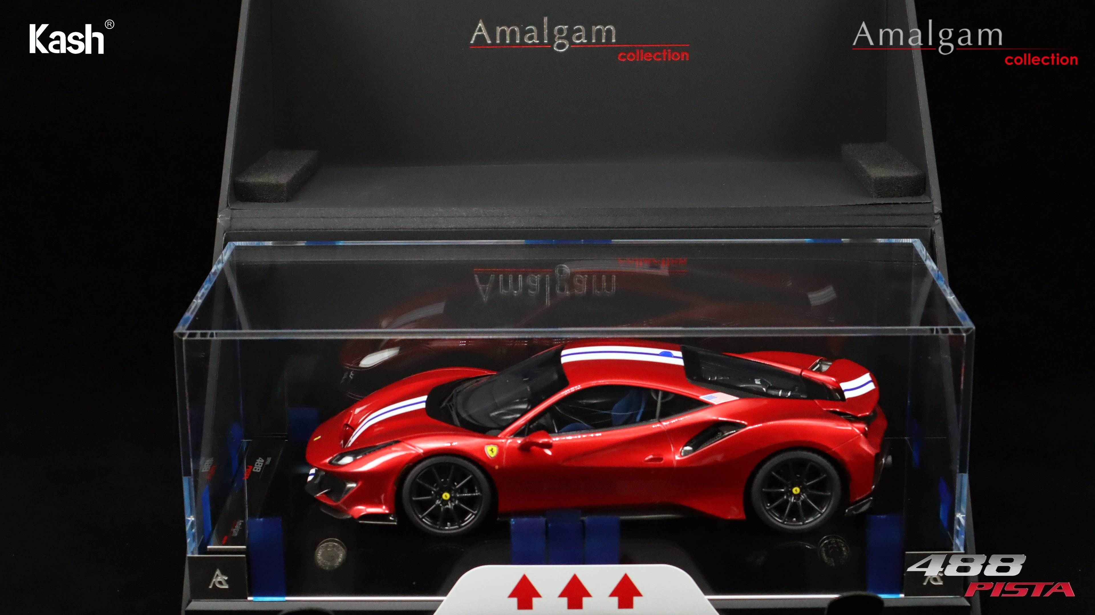 Kash Customized x Amalgam Collection 1/18 Ferrari 488 Pista Rosso Magma Limited 50pcs M6283-SC2