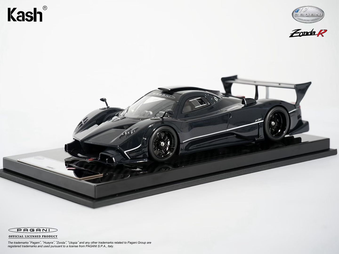 Kash Model 1/18 Pagani Zonda R Gloss Carbon Black Diecast Model KPZR002