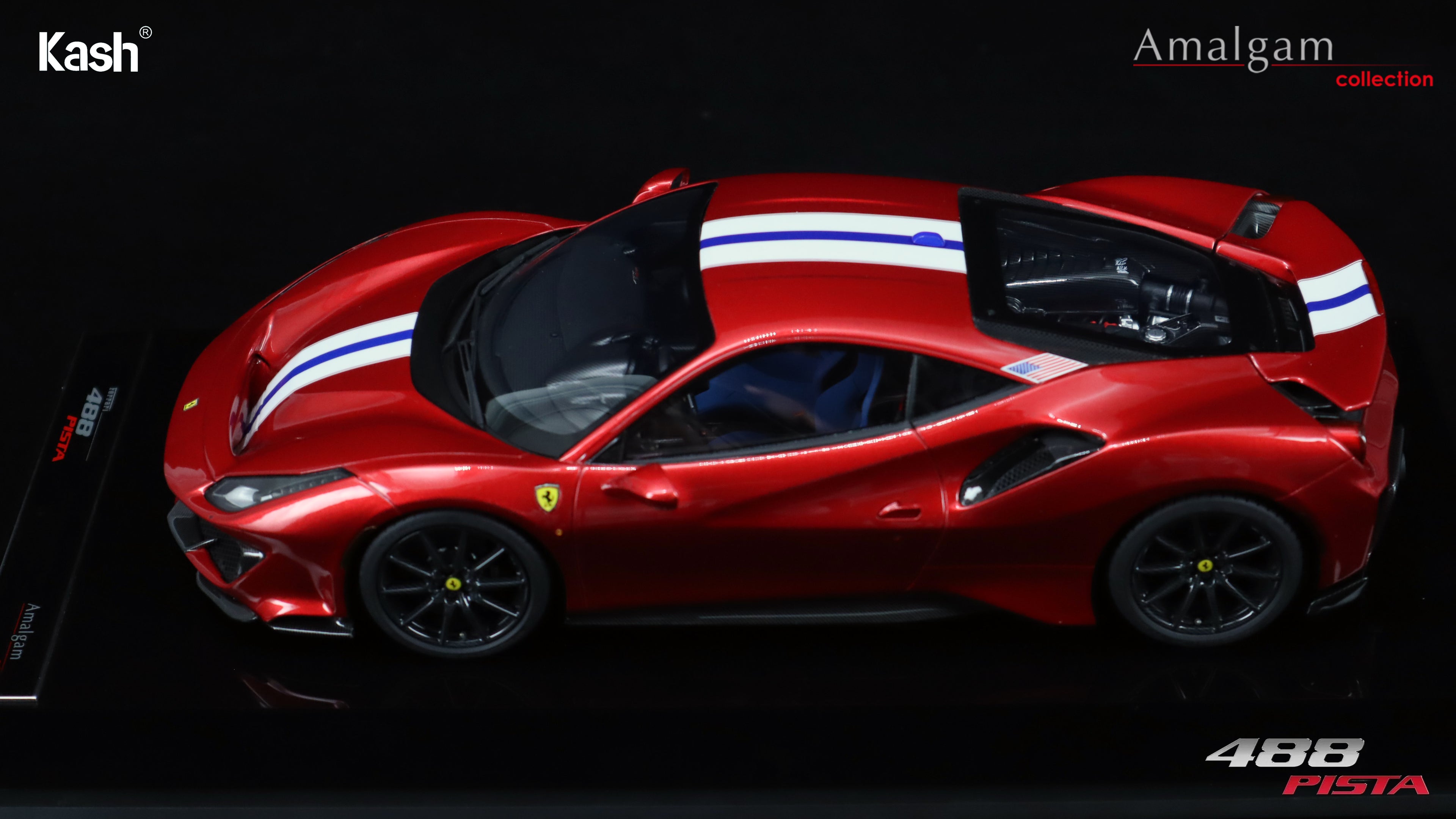 Kash Customized x Amalgam Collection 1/18 Ferrari 488 Pista Rosso Magma Limited 50pcs M6283-SC2