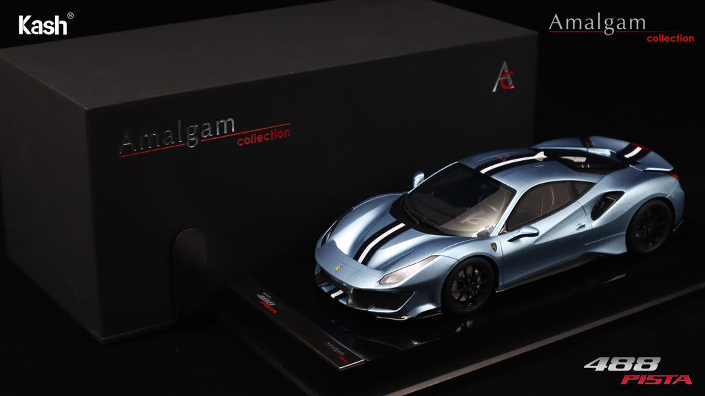 Kash Customized x Amalgam Collection 1/18 Ferrari 488 Pista Blu Avio Limited 50pcs M6283-SC6