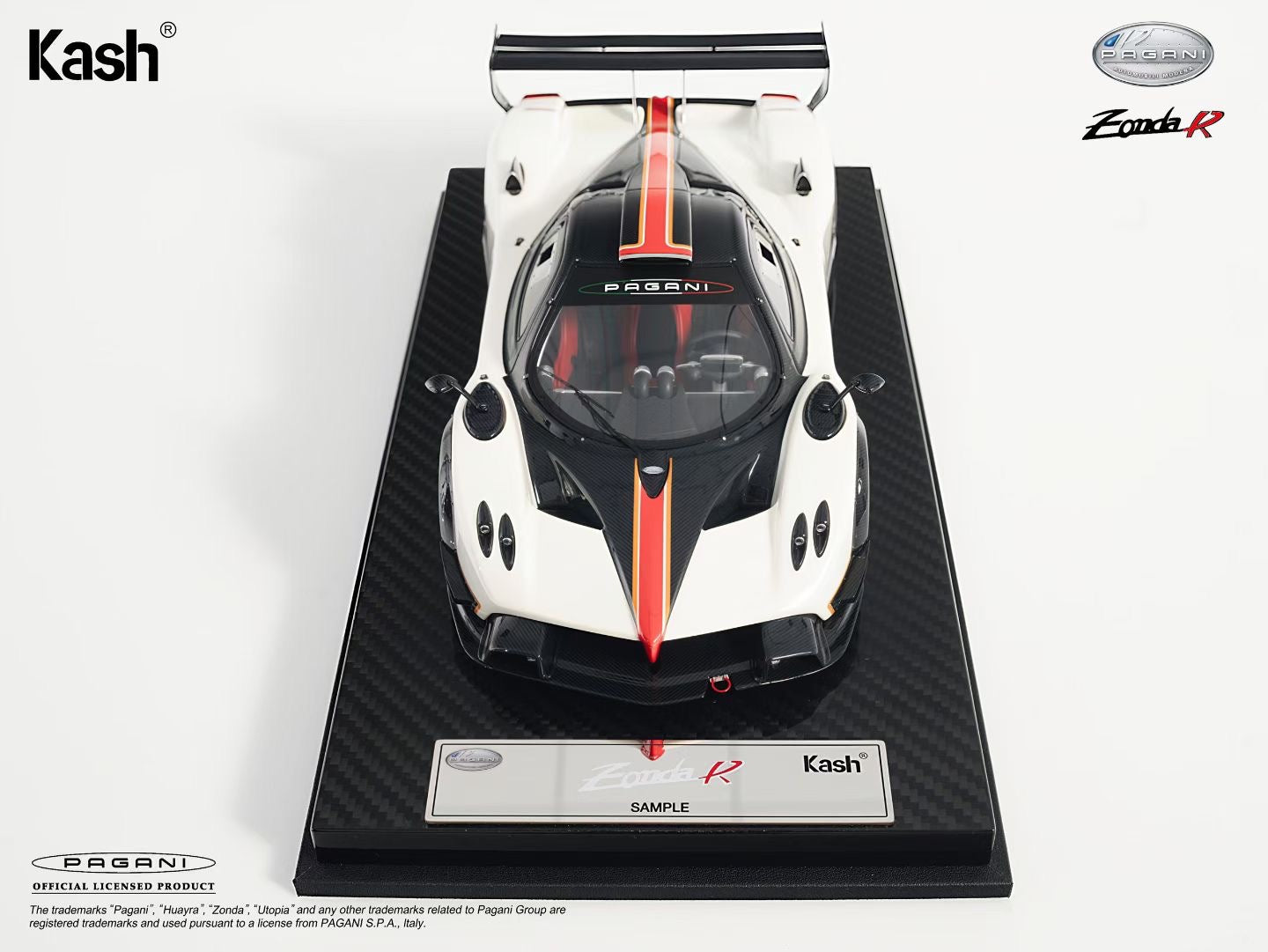 Kash Model 1/18 Pagani Zonda R — Warm Pearlescent White — Die-cast Model KPZR003