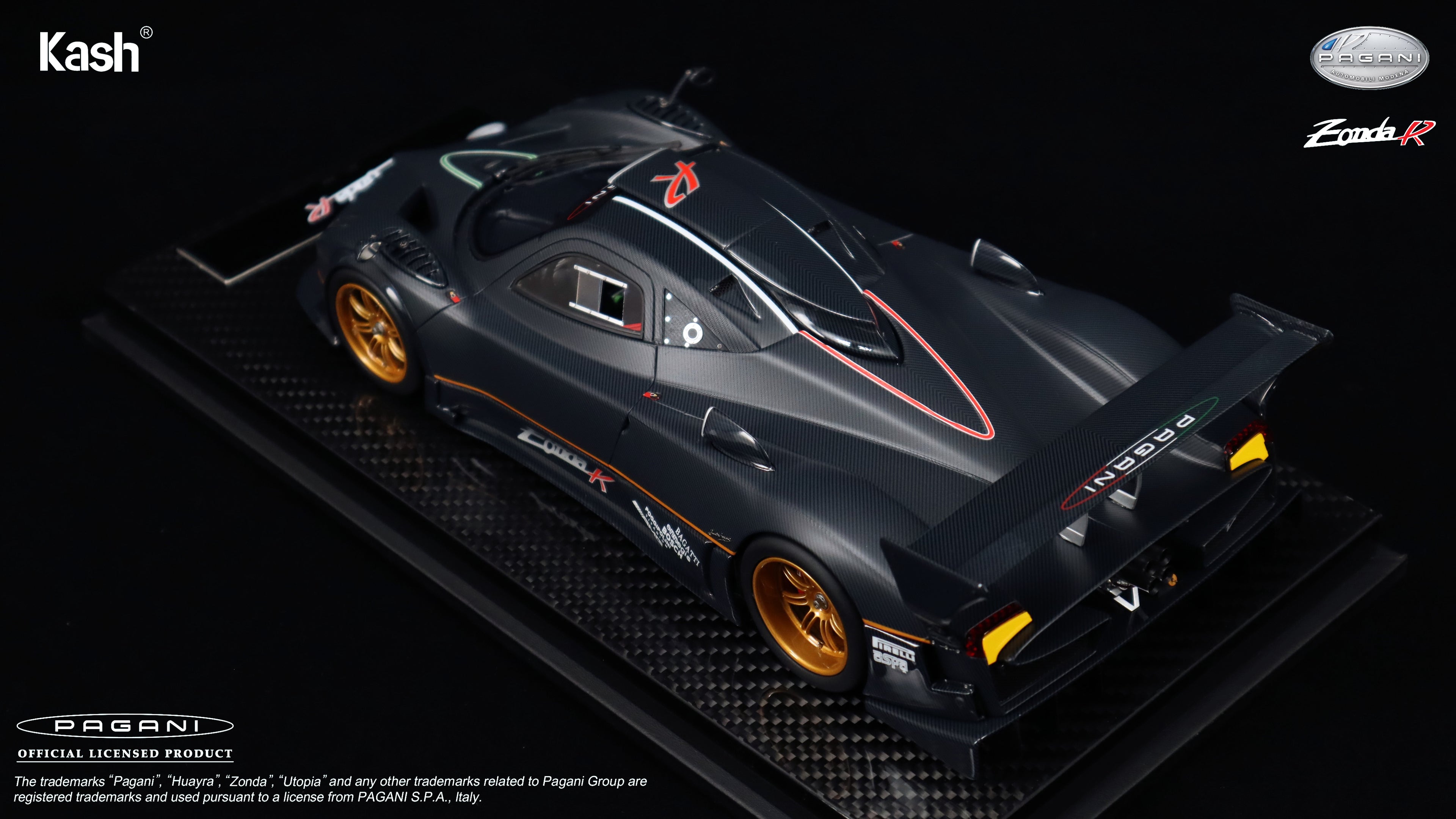 Kash Model 1/18 Pagani Zonda R Carbon Fiber Matt Black Limited 599pcs KPZR001
