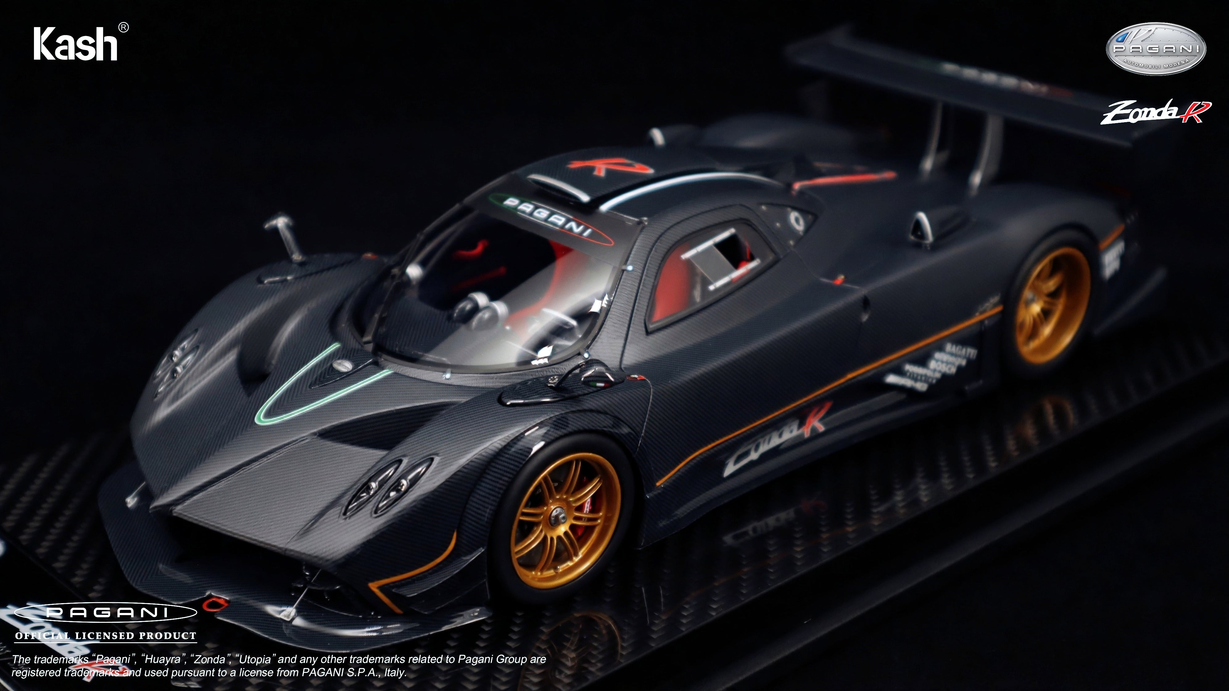 Kash Model 1/18 Pagani Zonda R Carbon Fiber Matt Black Limited 599pcs
