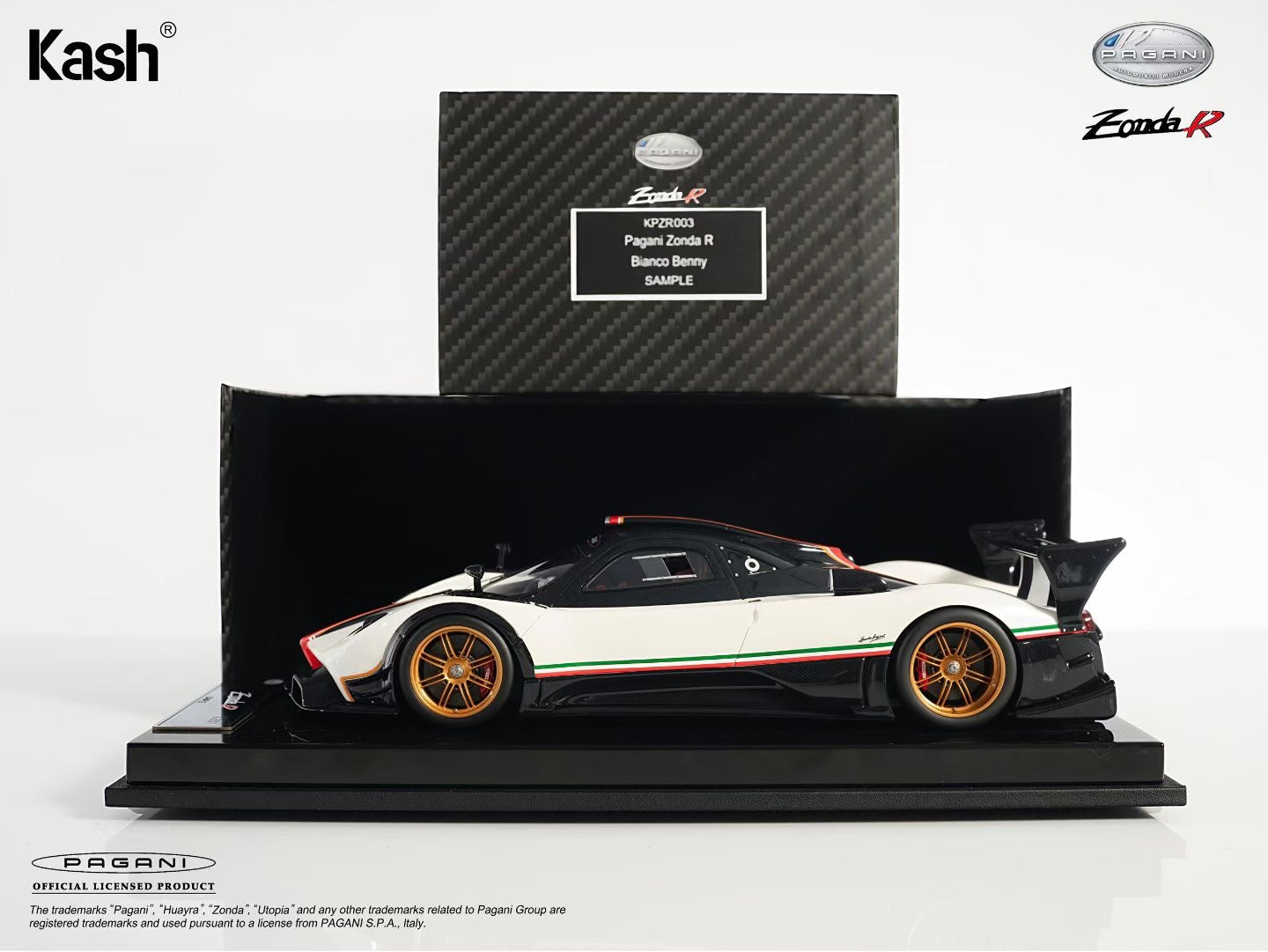 Kash Model 1/18 Pagani Zonda R — Warm Pearlescent White — Die-cast Model KPZR003