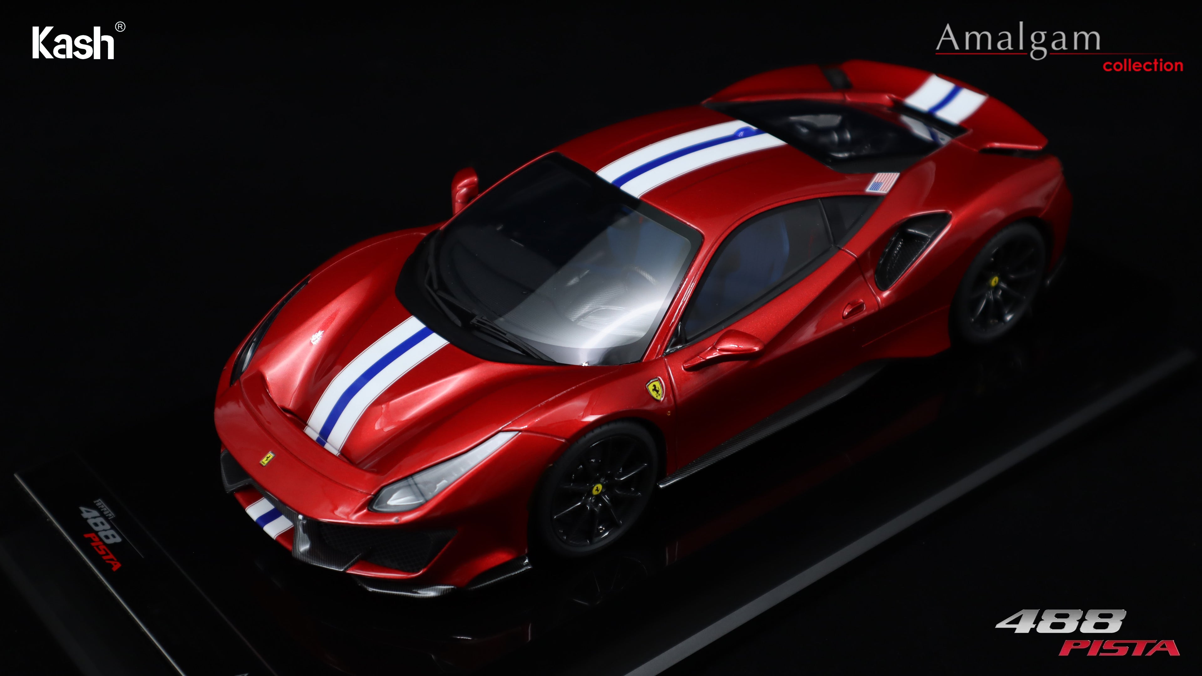 Kash Customized x Amalgam Collection 1/18 Ferrari 488 Pista Rosso Magma Limited 50pcs M6283-SC2