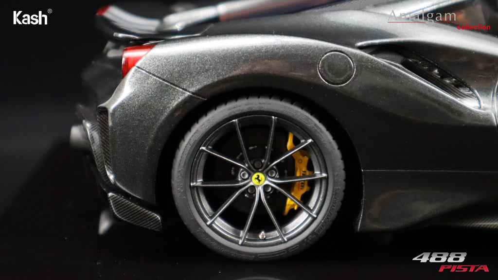Kash Customized x Amalgam Collection 1/18 Ferrari 488 Pista Grigio Silverstone Limited 50pcs M6283-SC3