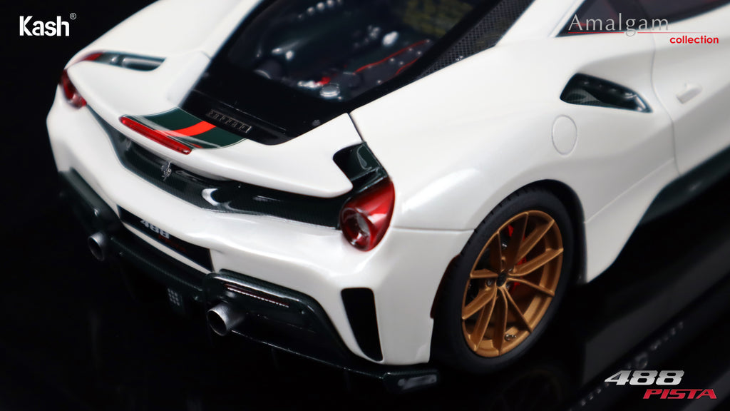 Kash Customized x Amalgam Collection 1/18 Ferrari 488 Pista Metallic Italia White Limited 50pcs M6283-SC4