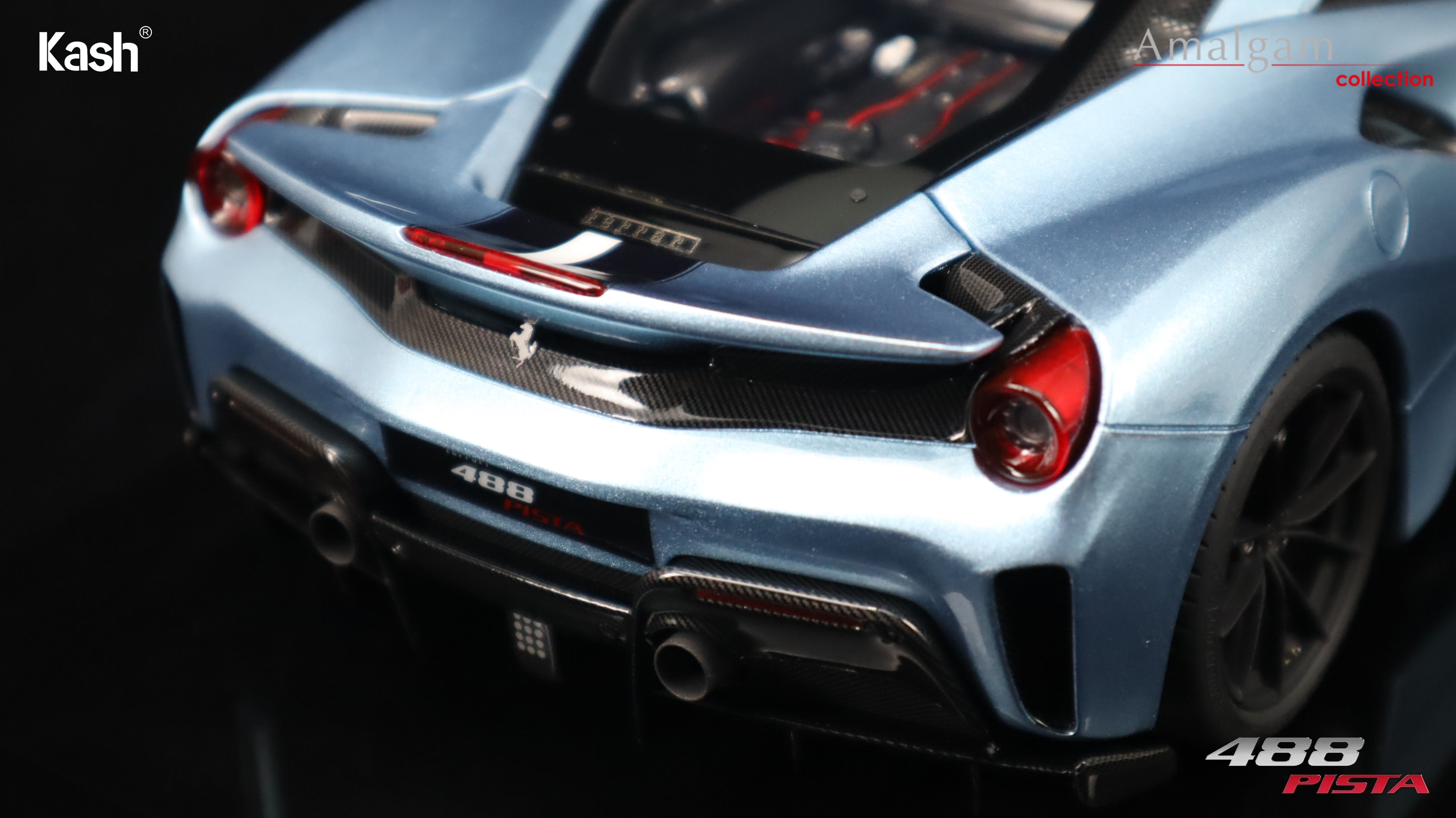 Kash Customized x Amalgam Collection 1/18 Ferrari 488 Pista Blu Avio Limited 50pcs M6283-SC6
