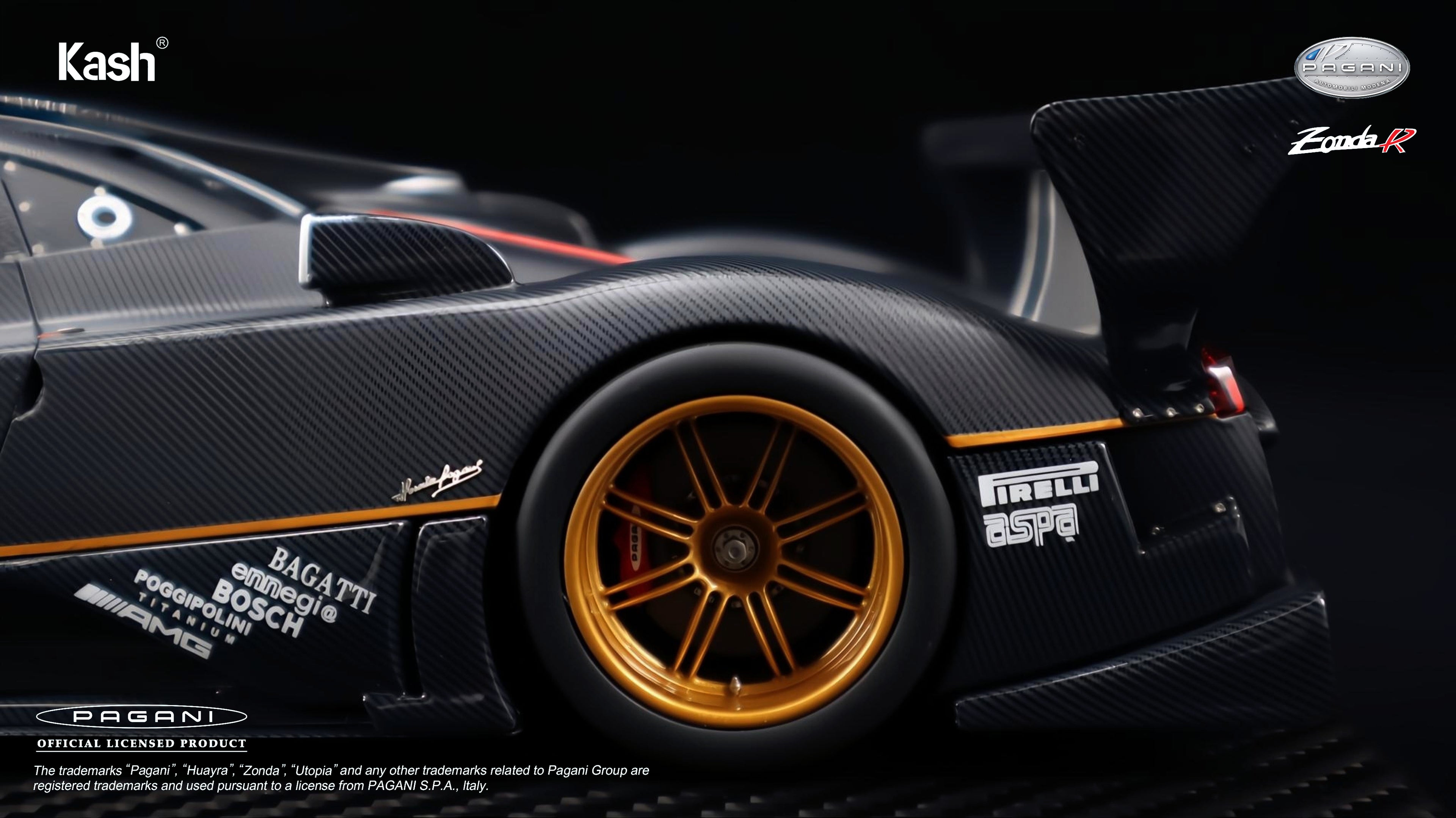 Kash Model 1/18 Pagani Zonda R Carbon Fiber Matt Black Limited 599pcs KPZR001
