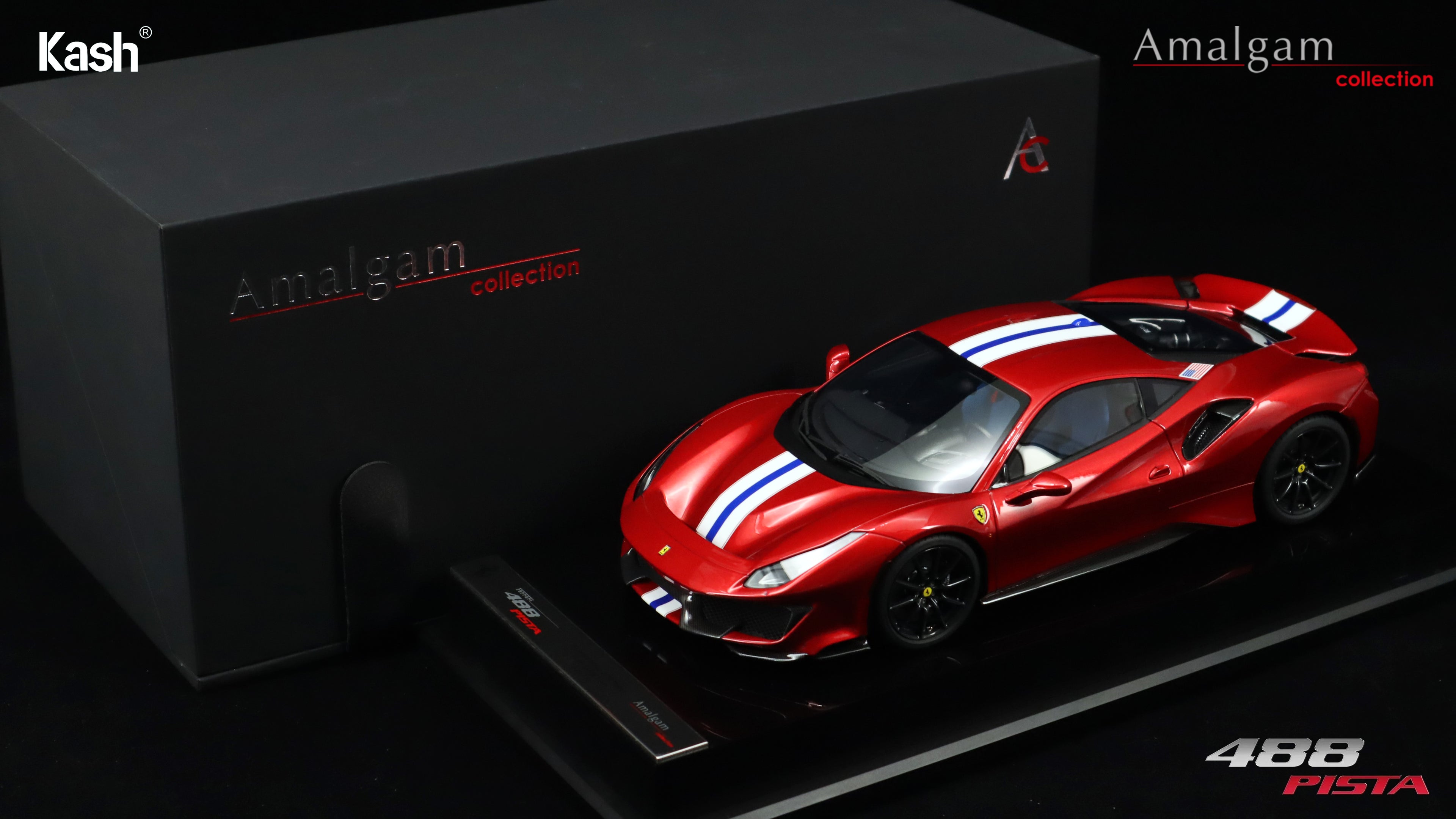 Kash Customized x Amalgam Collection 1/18 Ferrari 488 Pista Rosso Magma Limited 50pcs M6283-SC2
