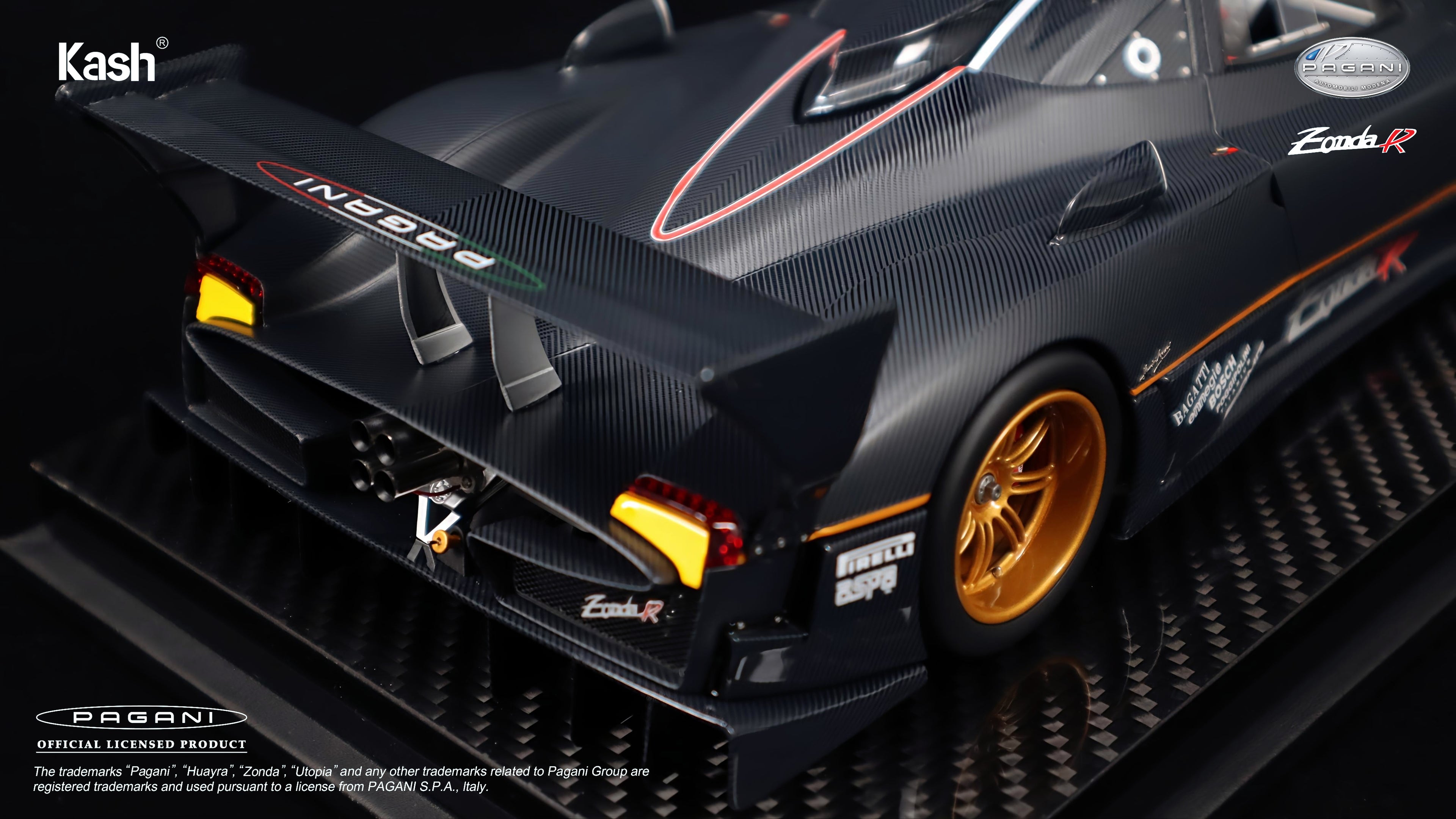 Kash Model 1/18 Pagani Zonda R Carbon Fiber Matt Black Limited 599pcs KPZR001