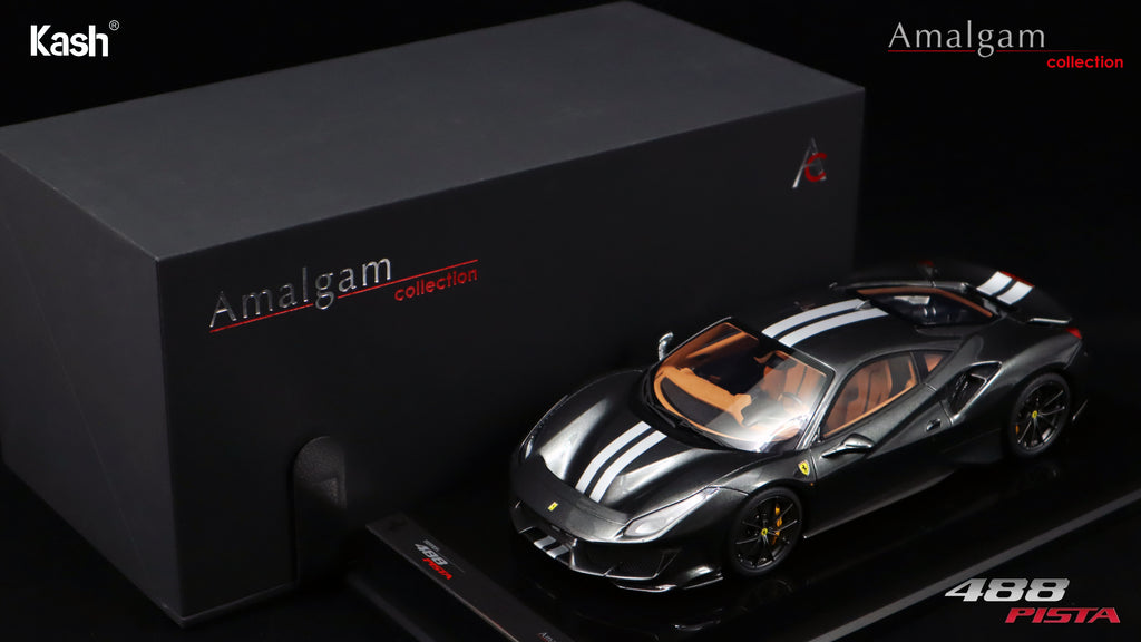 Kash Customized x Amalgam Collection 1/18 Ferrari 488 Pista Grigio Silverstone Limited 50pcs M6283-SC3