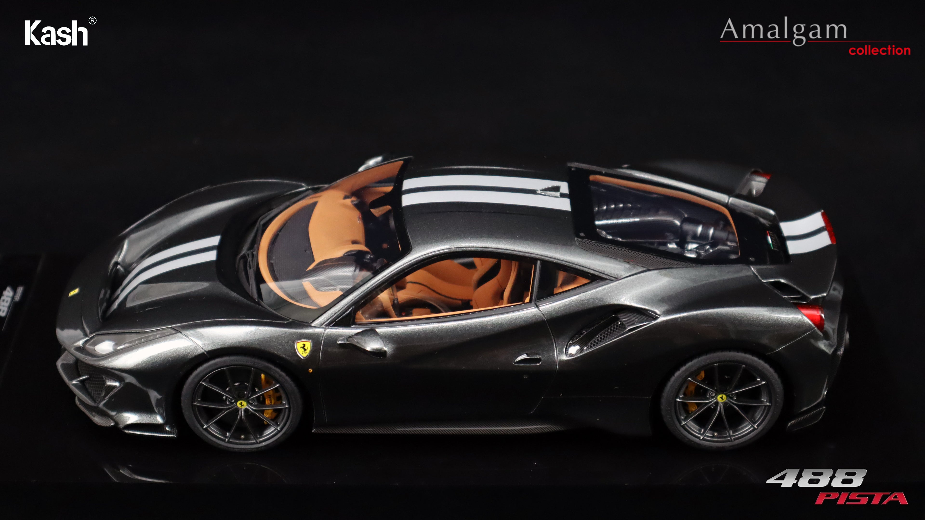 Kash Customized x Amalgam Collection 1/18 Ferrari 488 Pista Grigio Silverstone Limited 50pcs M6283-SC3