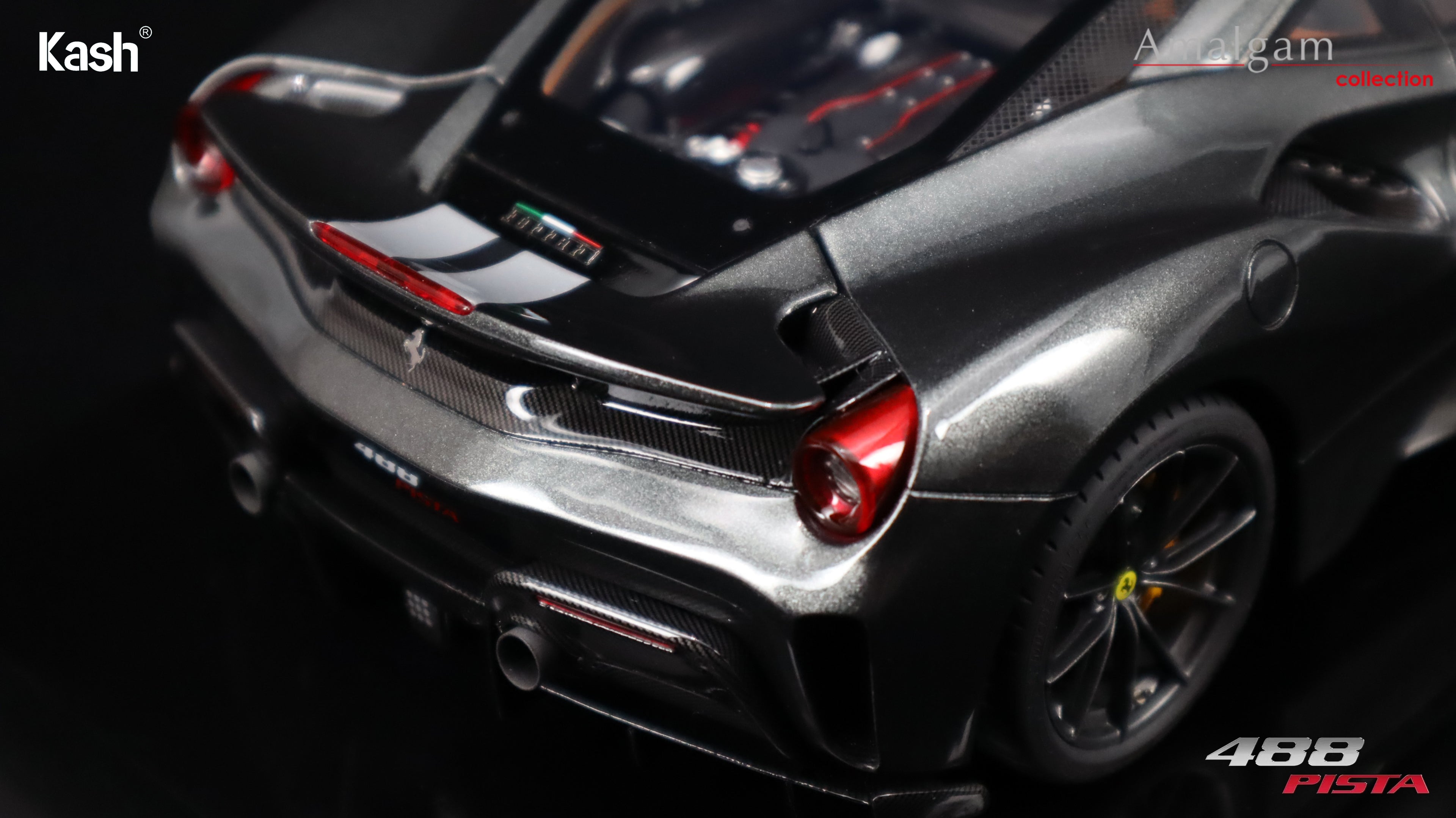 Kash Customized x Amalgam Collection 1/18 Ferrari 488 Pista Grigio Silverstone Limited 50pcs M6283-SC3