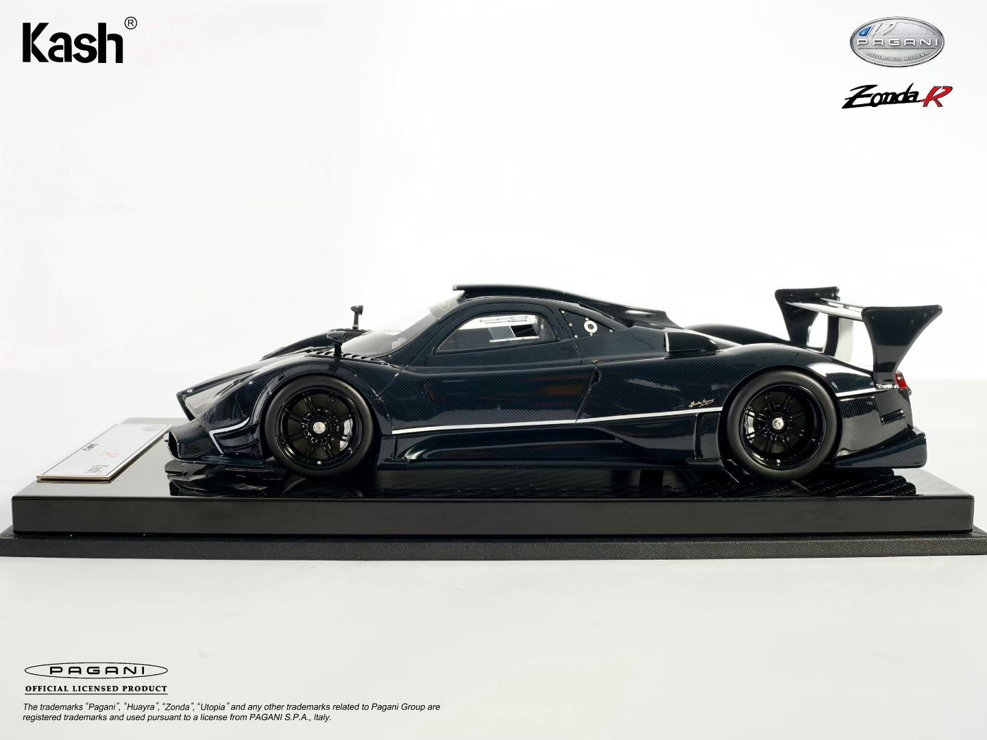 Kash Model 1/18 Pagani Zonda R Gloss Carbon Black Diecast Model KPZR002