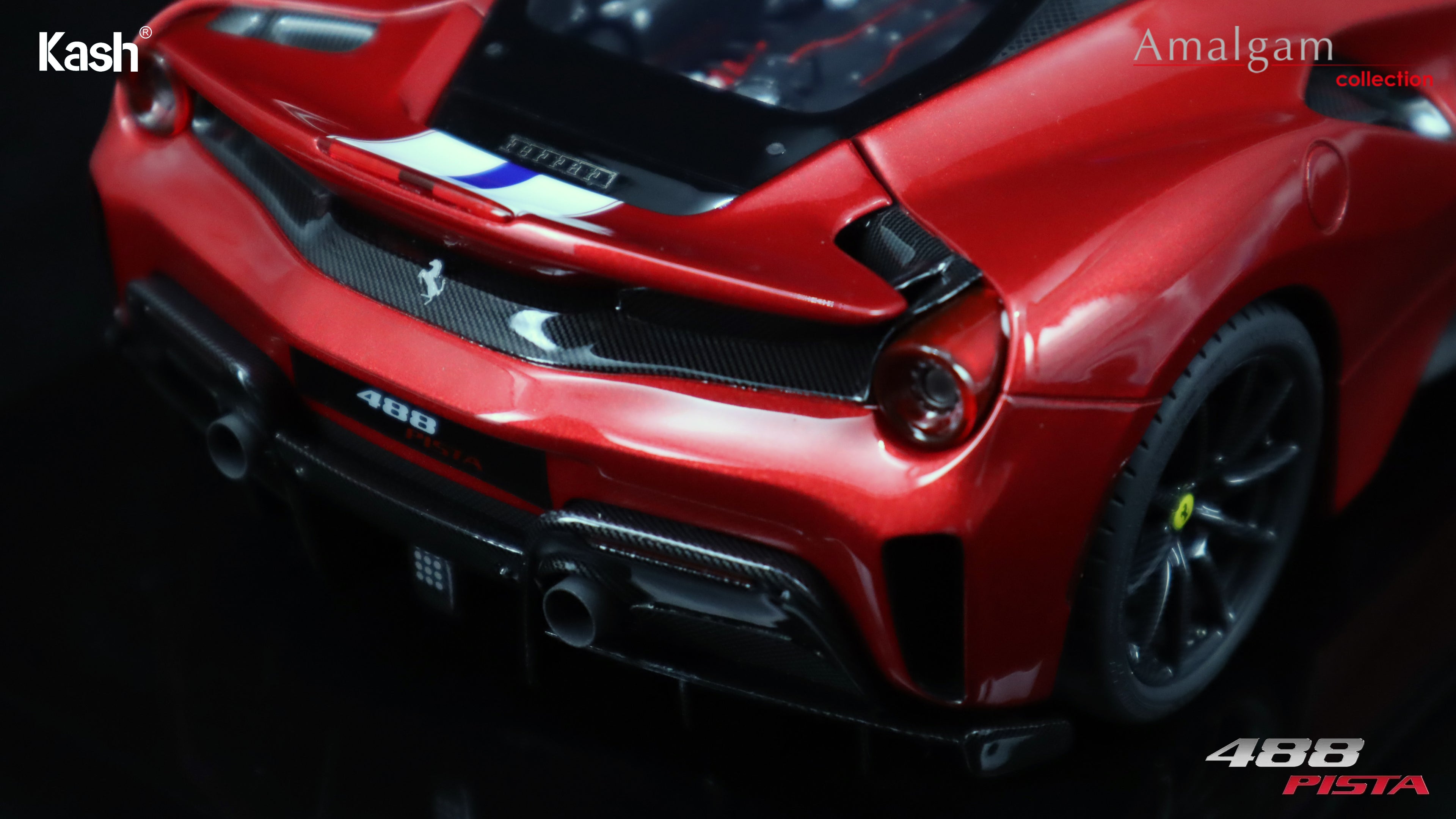 Kash Customized x Amalgam Collection 1/18 Ferrari 488 Pista Rosso Magma Limited 50pcs M6283-SC2