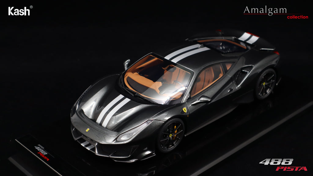 Kash Customized x Amalgam Collection 1/18 Ferrari 488 Pista Grigio Silverstone Limited 50pcs M6283-SC3