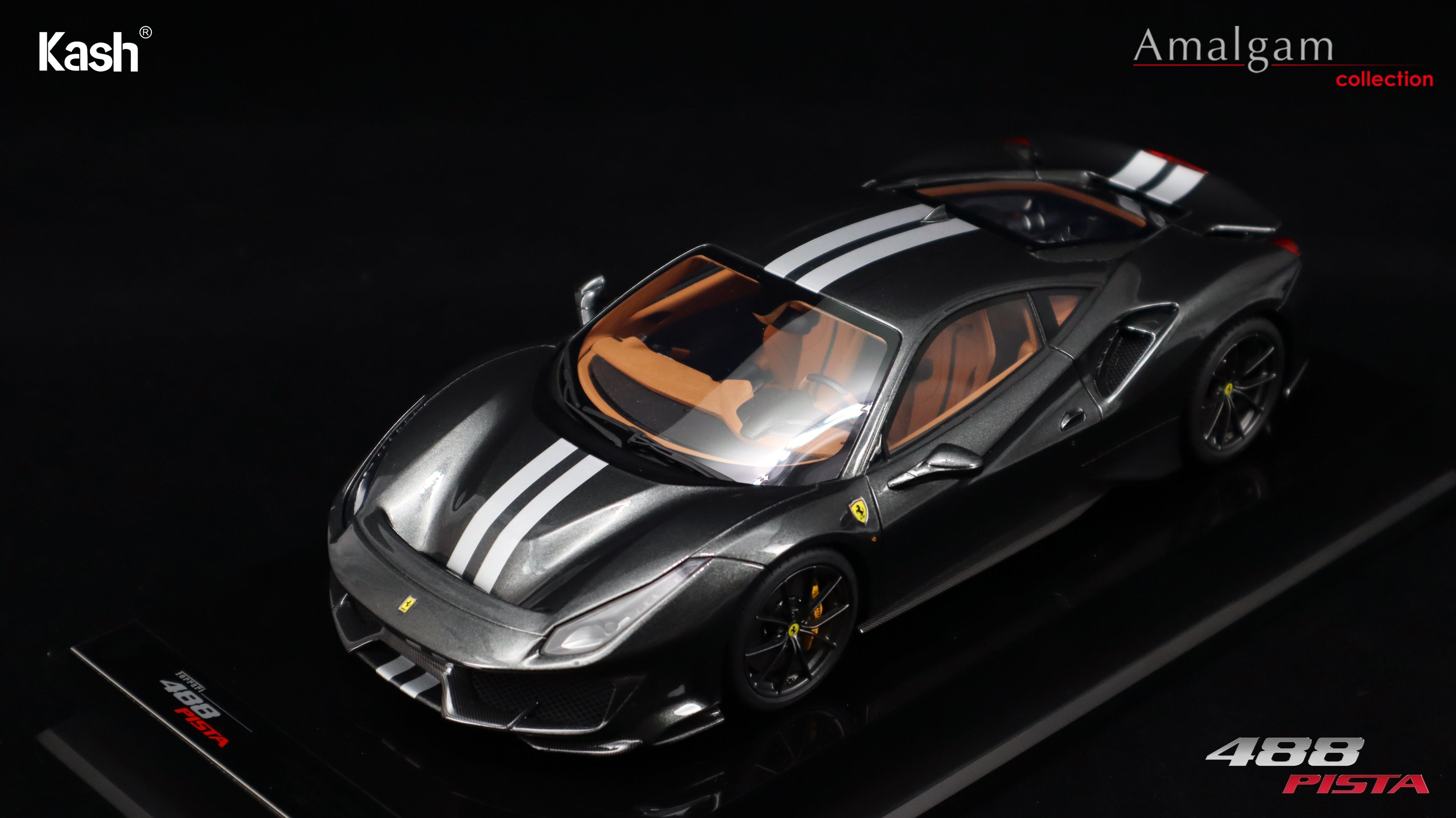 Kash Customized x Amalgam Collection 1/18 Ferrari 488 Pista Grigio Silverstone Limited 50pcs M6283-SC3