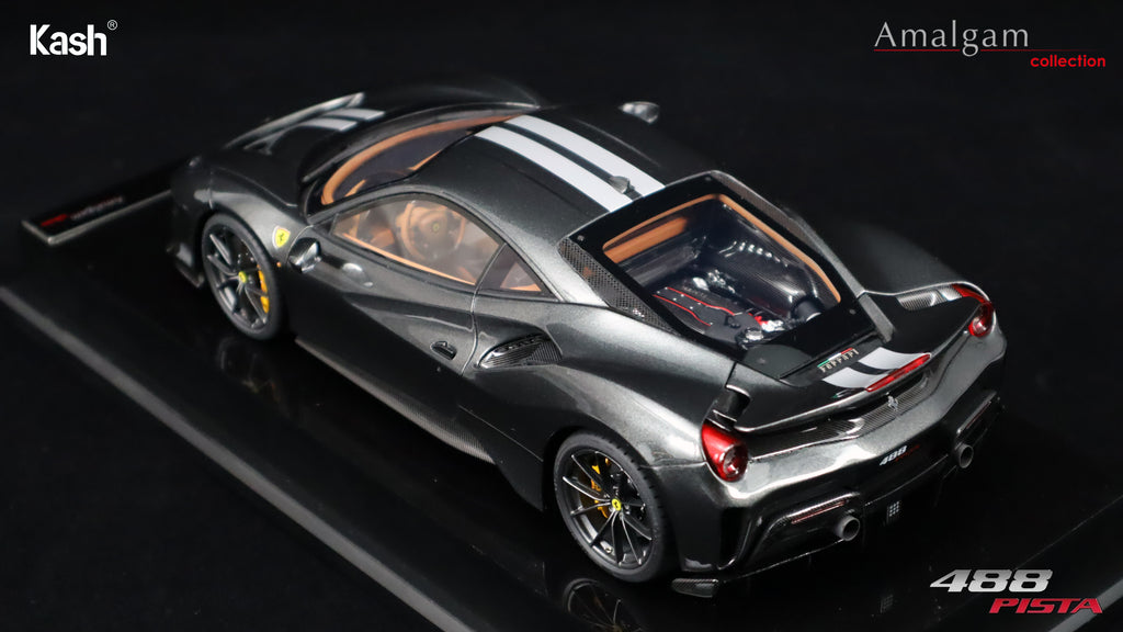 Kash Customized x Amalgam Collection 1/18 Ferrari 488 Pista Grigio Silverstone Limited 50pcs M6283-SC3