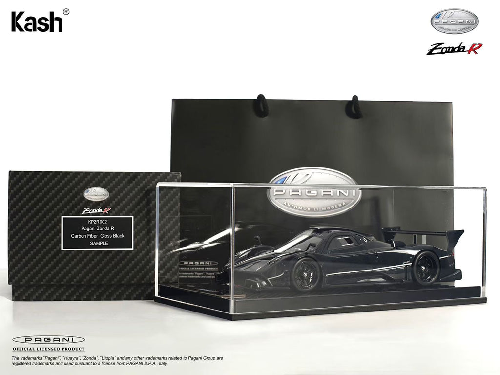 Kash Model 1/18 Pagani Zonda R Gloss Carbon Black Diecast Model KPZR002